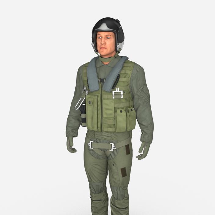 3D Military Jet Fighter Pilot Pose 2 model