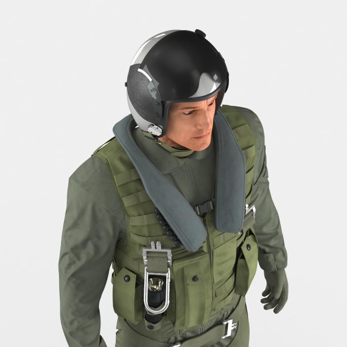 3D Military Jet Fighter Pilot Pose 2 model