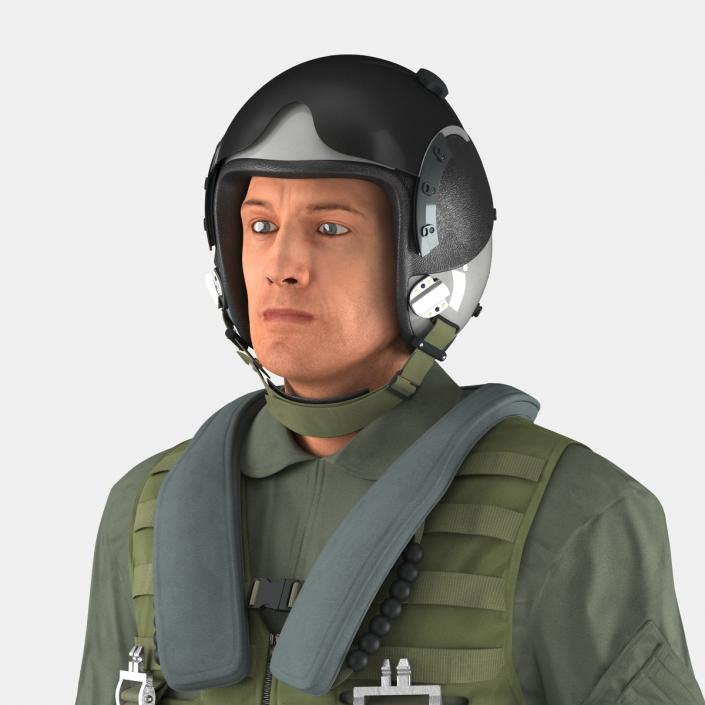 3D Military Jet Fighter Pilot Pose 2 model