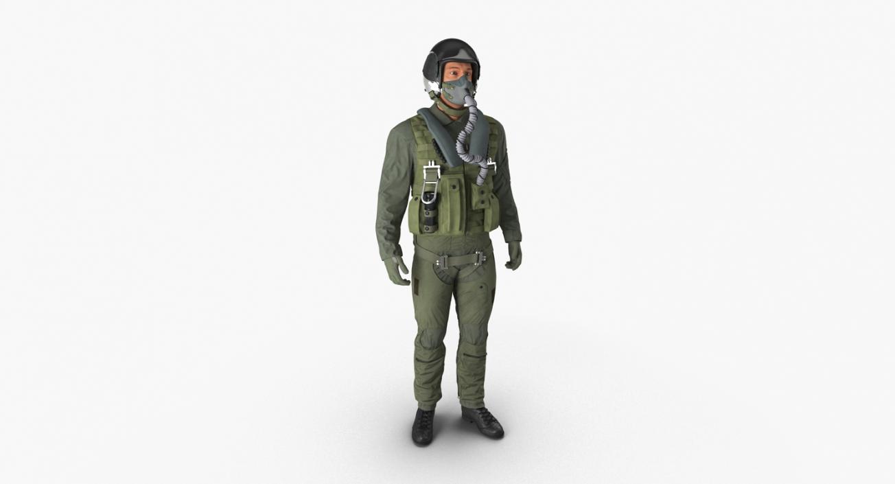 3D US Military Jet Fighter Pilot Pose 2