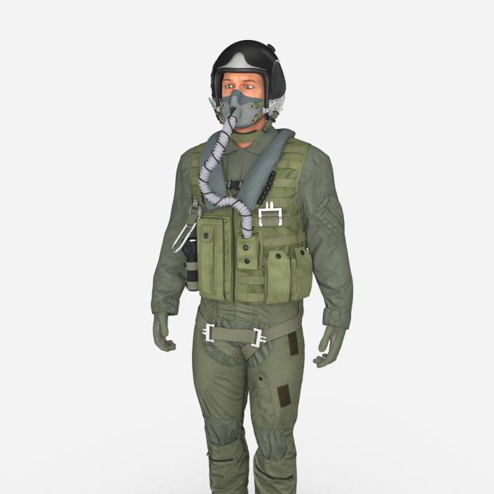 3D US Military Jet Fighter Pilot Pose 2