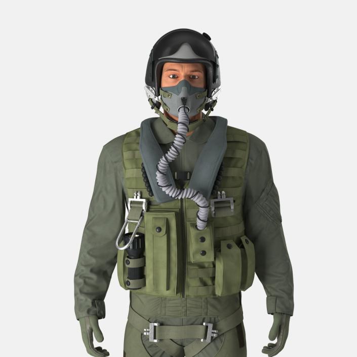 3D US Military Jet Fighter Pilot Pose 2