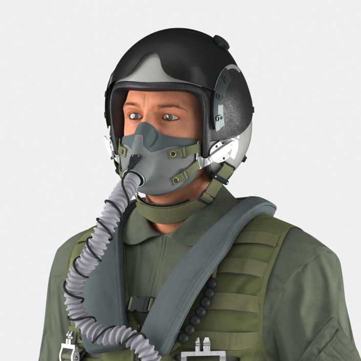 3D US Military Jet Fighter Pilot Pose 2