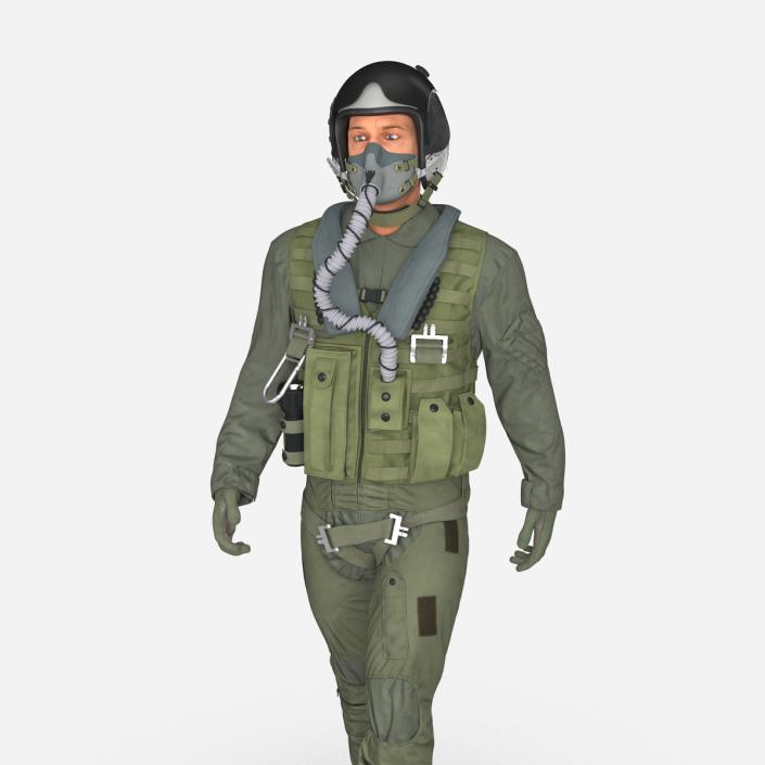 3D US Military Jet Fighter Pilot Pose 3