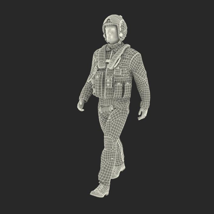 3D Military Jet Fighter Pilot Pose 3 model