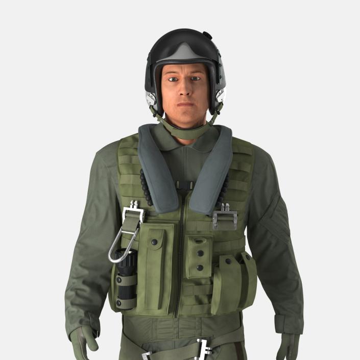 3D Military Jet Fighter Pilot Pose 3 model