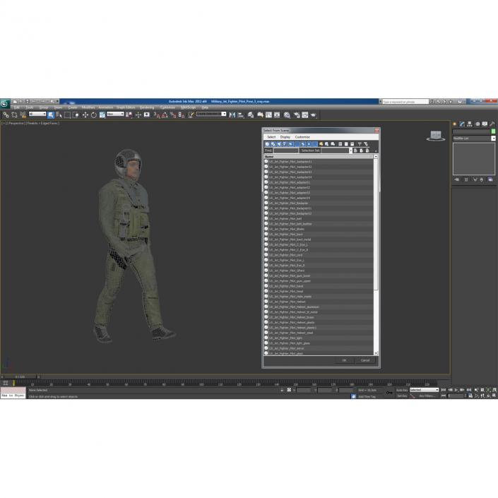 3D Military Jet Fighter Pilot Pose 3 model