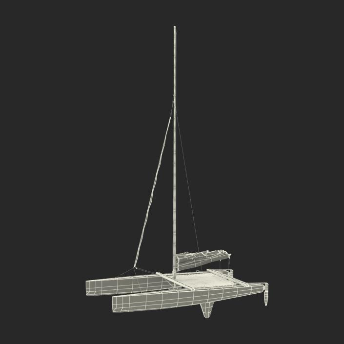 3D Small Sail Catamaran Black