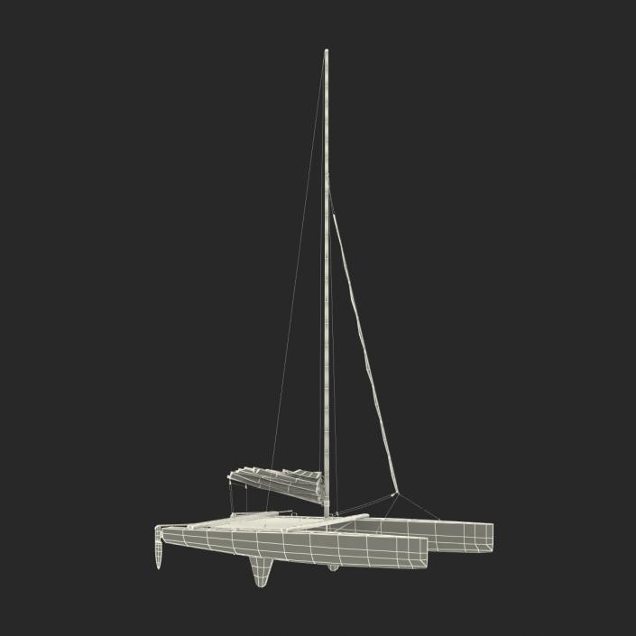 3D Small Sail Catamaran Black