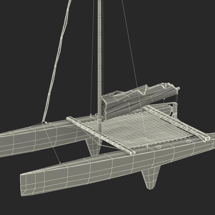 3D Small Sail Catamaran Black