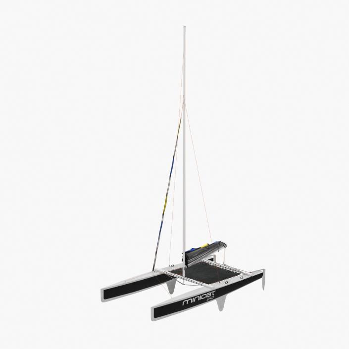 3D Small Sail Catamaran Black