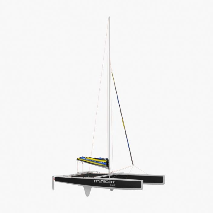 3D Small Sail Catamaran Black