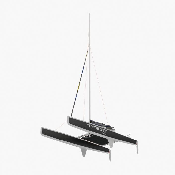 3D Small Sail Catamaran Black