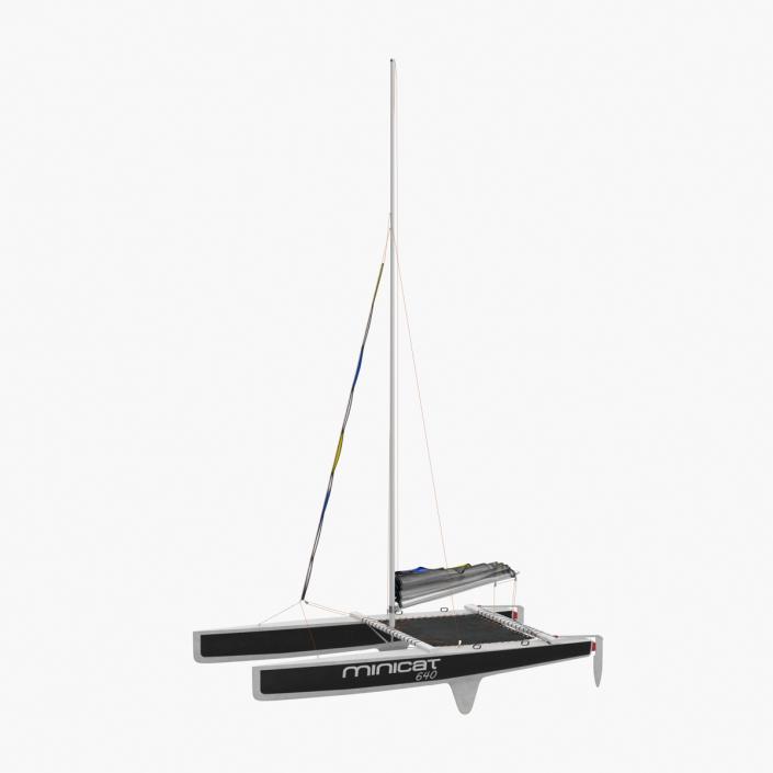 3D Small Sail Catamaran Black