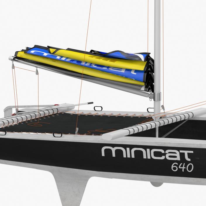 3D Small Sail Catamaran Black