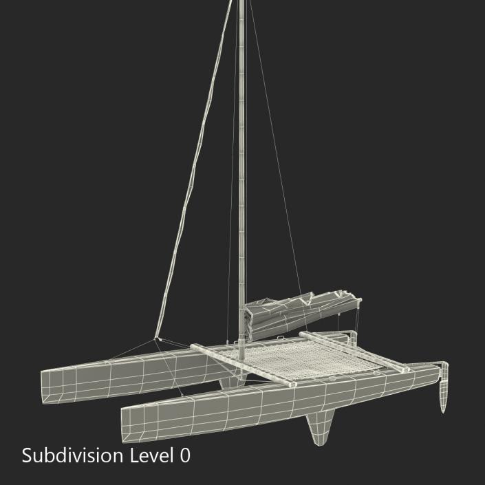 3D Small Sail Catamaran Black