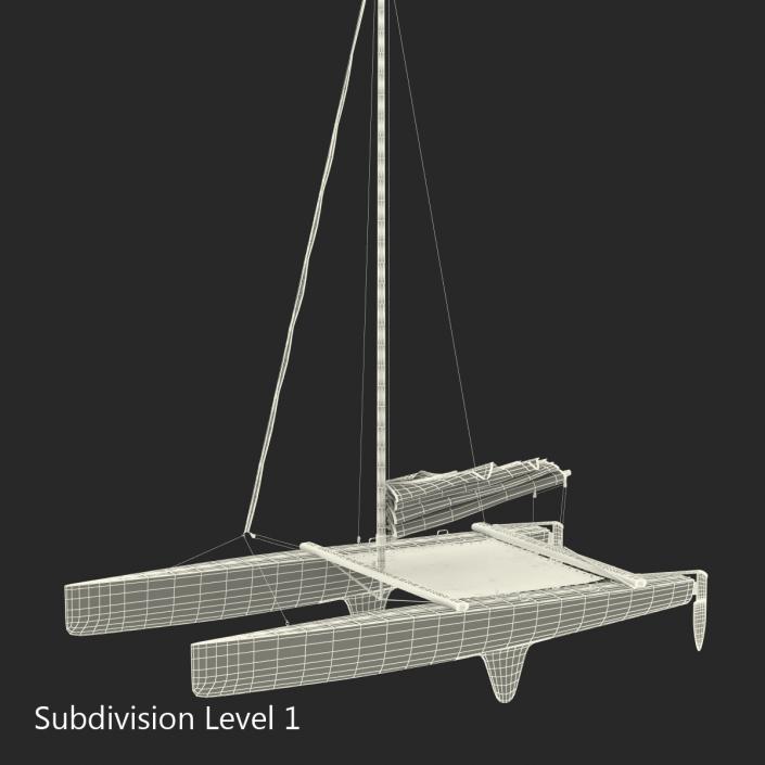 3D Small Sail Catamaran Black