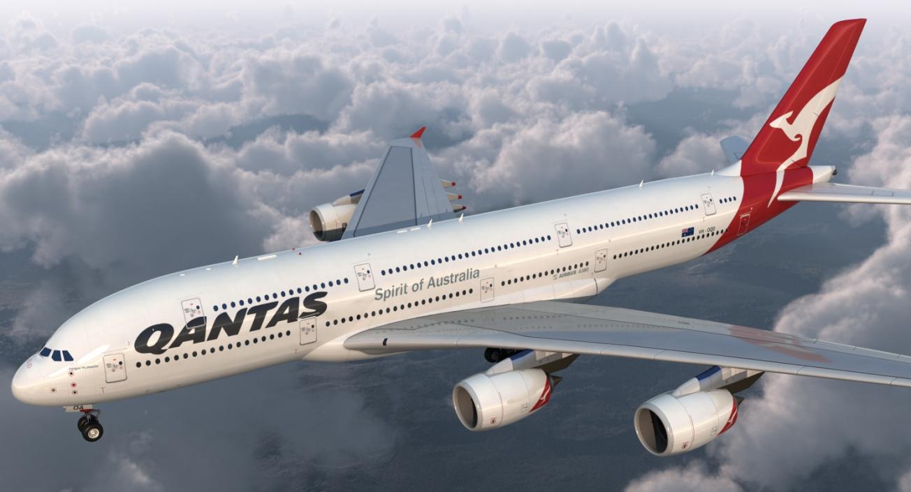 3D Airbus A380-1000 Qantas model