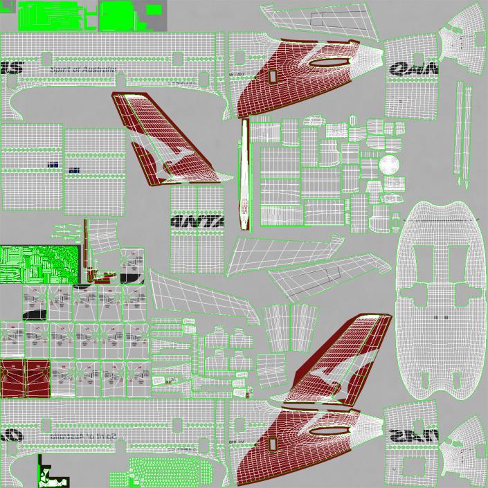 3D Airbus A380-1000 Qantas model