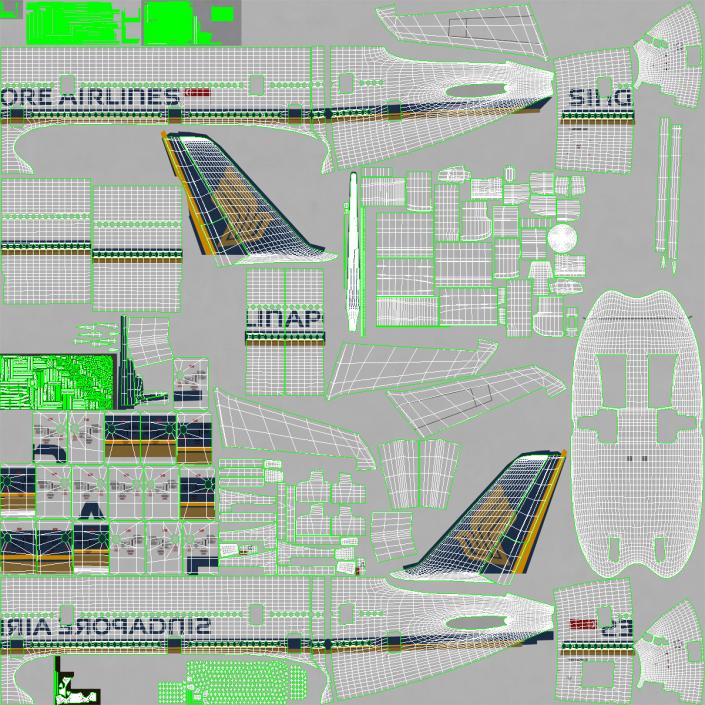 3D model Airbus A380-1000 Singapore Airlines