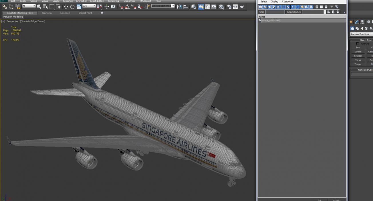 3D model Airbus A380-1000 Singapore Airlines