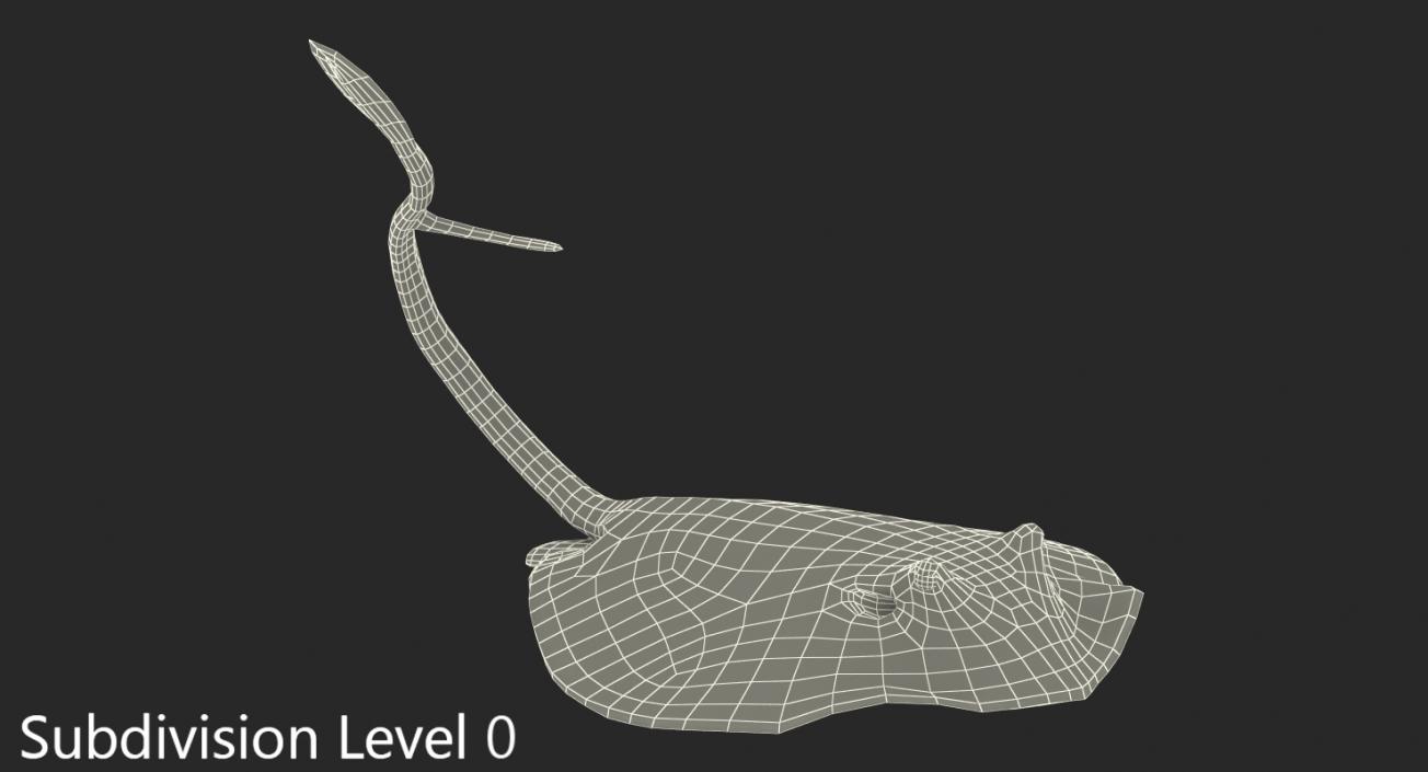 3D Blue Spotted Stingray Pose 2 model