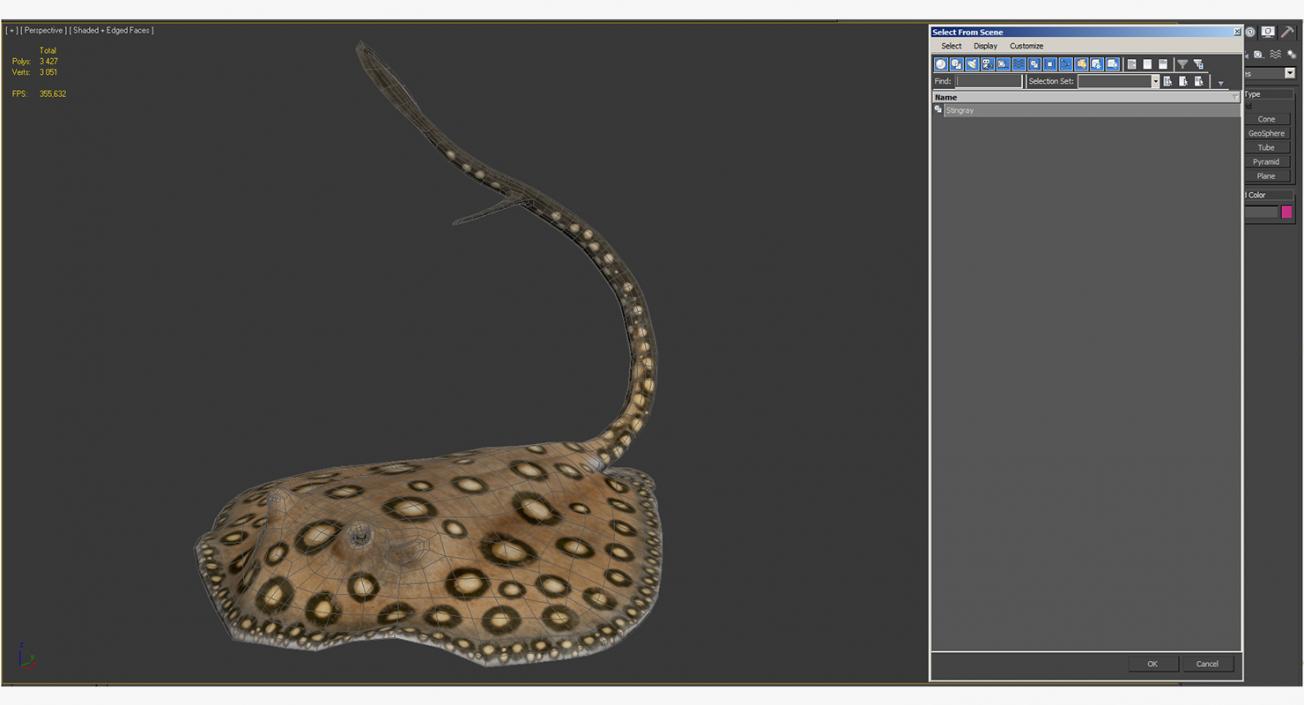 3D River Stingray Pose 2