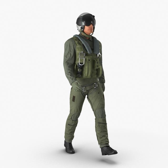 3D Military Jet Fighter Pilot Pose 3 model