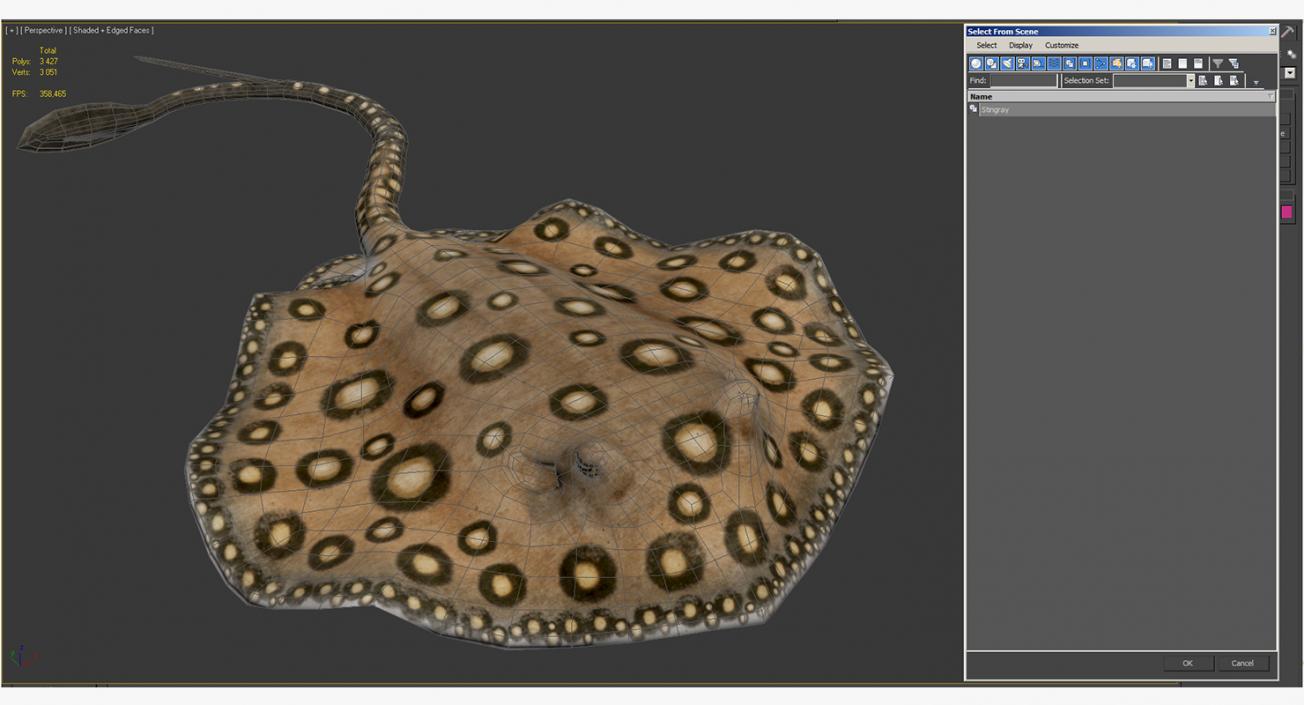 3D River Stingray Pose 3