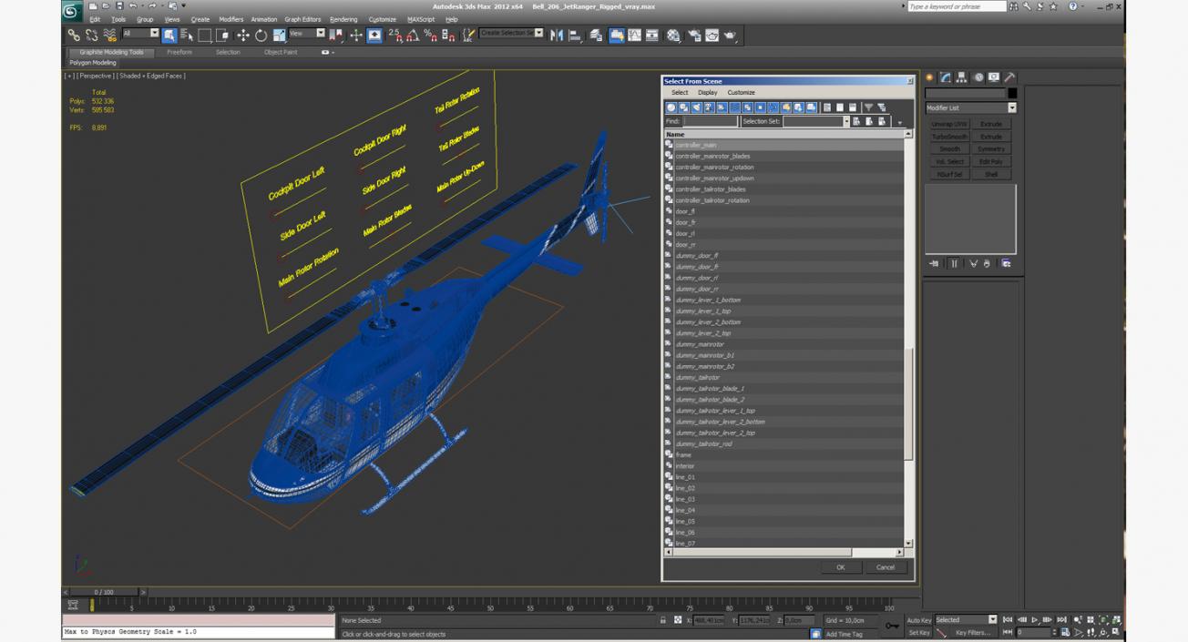 3D model Bell 206 JetRanger Rigged