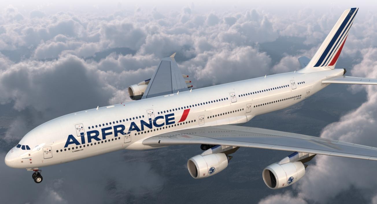 Airbus A380-1000 Air France Rigged 3D model