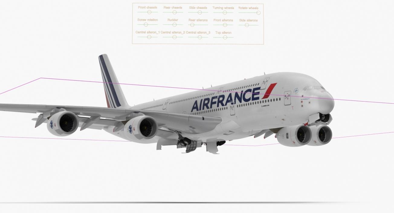 Airbus A380-1000 Air France Rigged 3D model