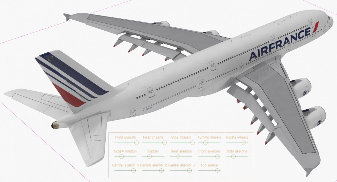 Airbus A380-1000 Air France Rigged 3D model