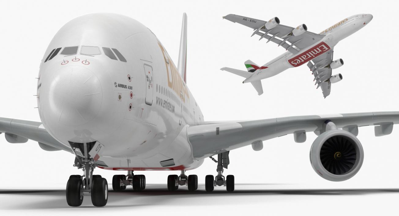 Airbus A380-1000 Emirates Rigged 3D