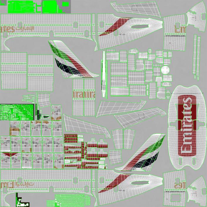 Airbus A380-1000 Emirates Rigged 3D