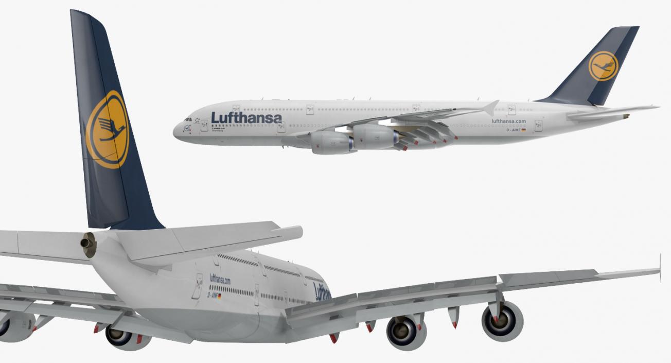 3D Airbus A380-1000 Lufthansa Rigged model