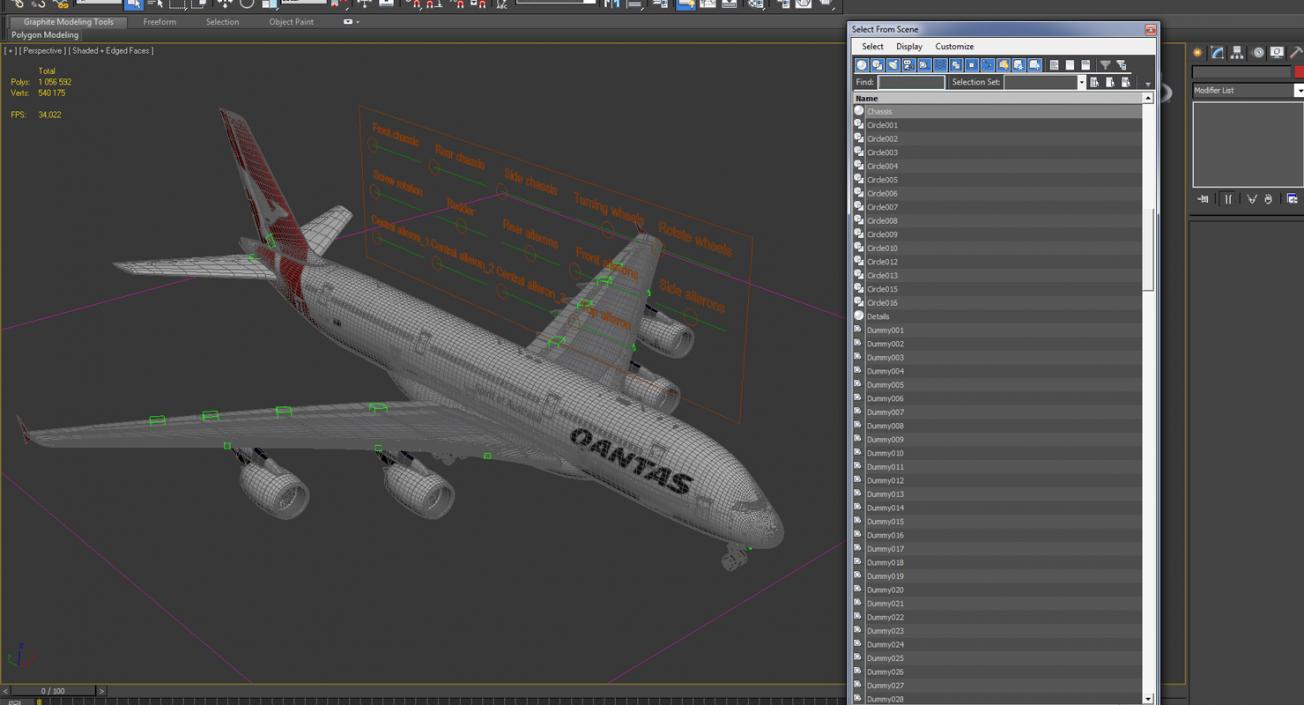 3D model Airbus A380-1000 Qantas Rigged