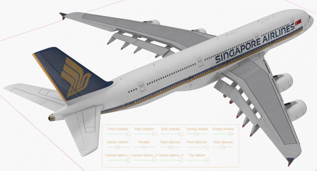 Airbus A380-1000 Singapore Airlines Rigged 3D