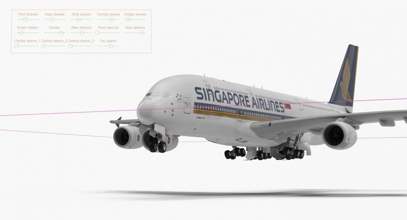 Airbus A380-1000 Singapore Airlines Rigged 3D