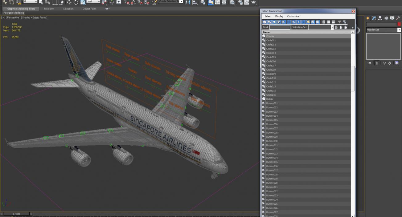 Airbus A380-1000 Singapore Airlines Rigged 3D