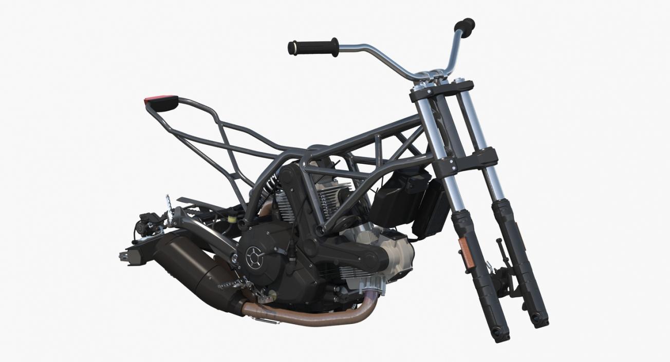 Motorcycle Engine and Frame 3D