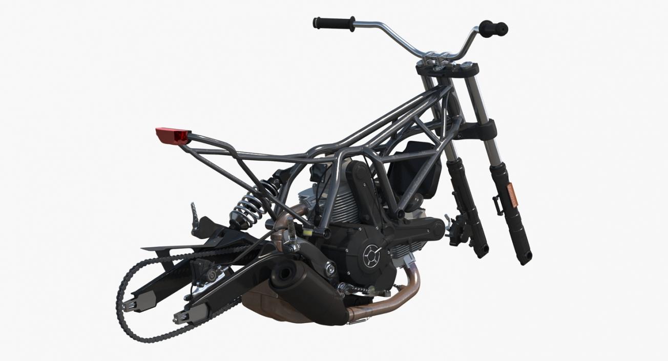 Motorcycle Engine and Frame 3D