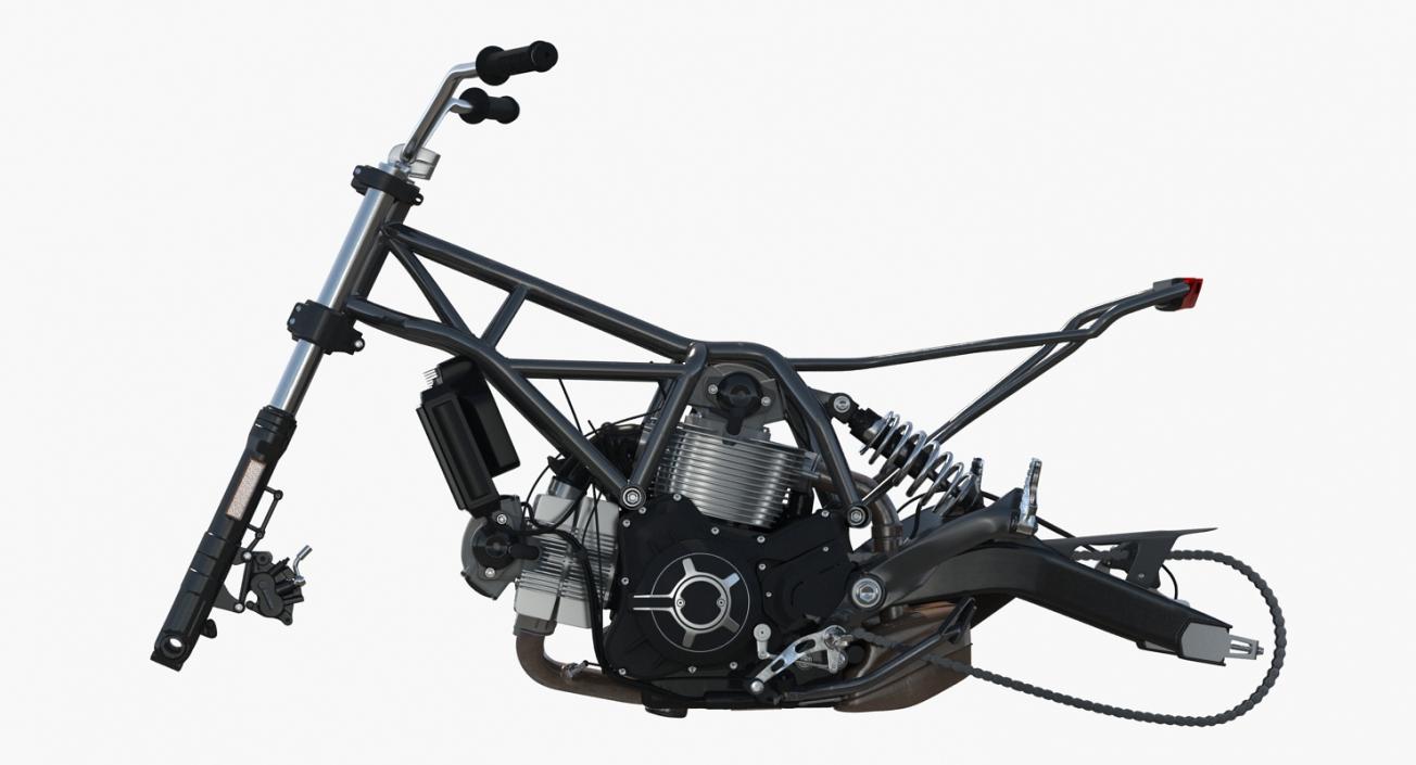 Motorcycle Engine and Frame 3D