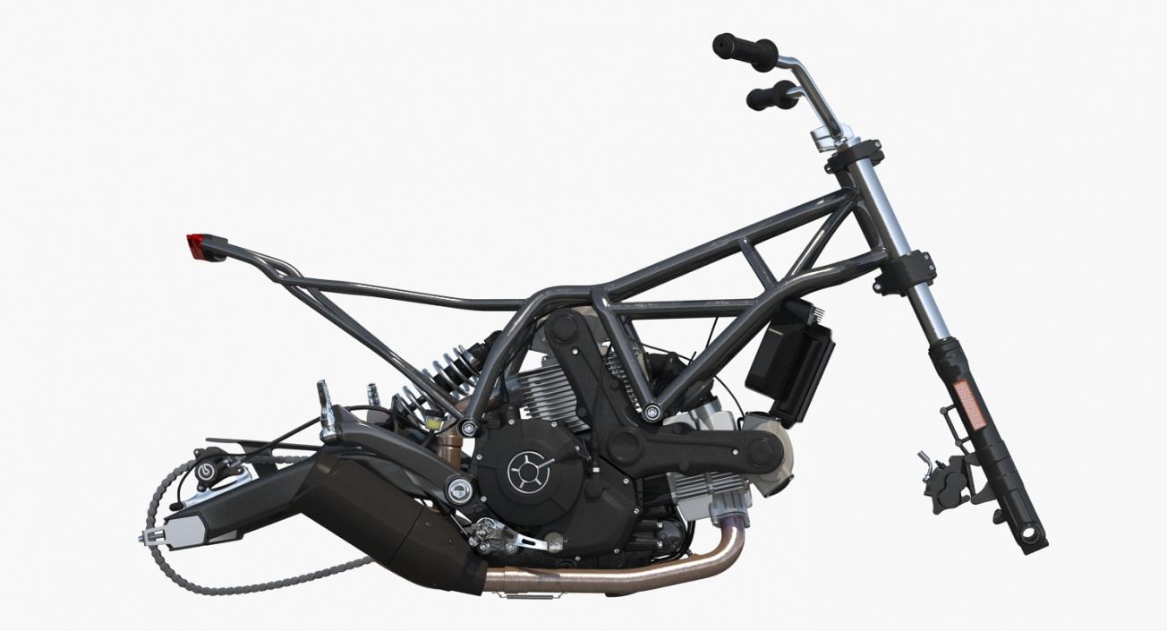 Motorcycle Engine and Frame 3D