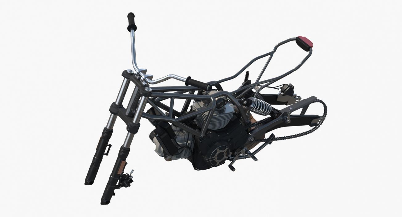 Motorcycle Engine and Frame 3D