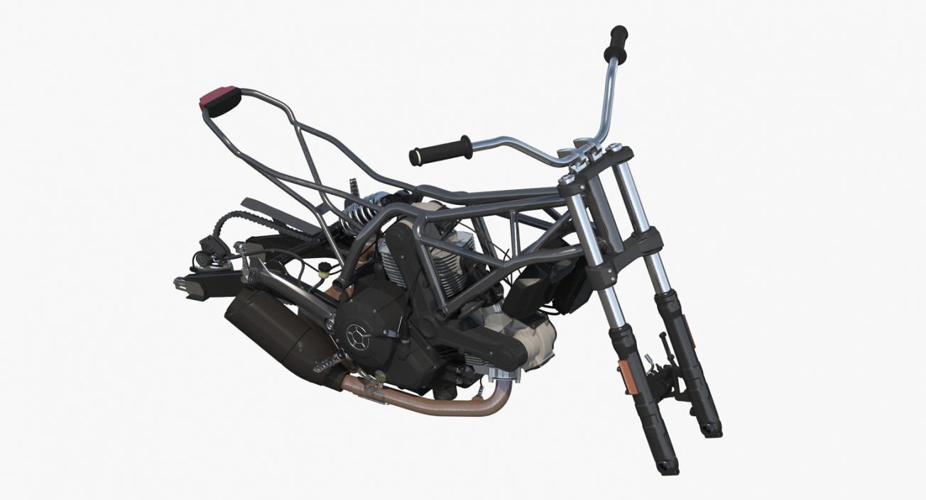 Motorcycle Engine and Frame 3D