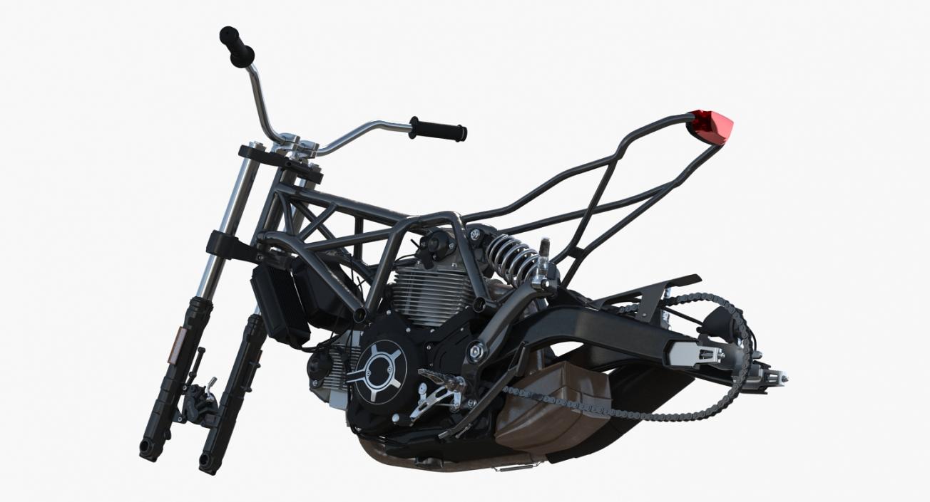 Motorcycle Engine and Frame 3D