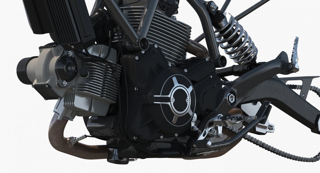 Motorcycle Engine and Frame 3D