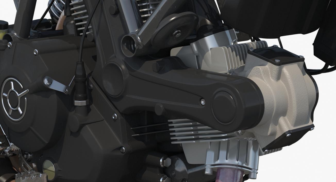 Motorcycle Engine and Frame 3D