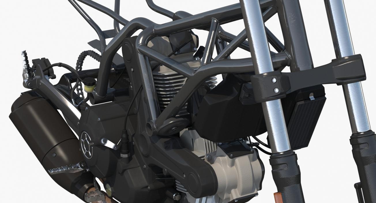 Motorcycle Engine and Frame 3D